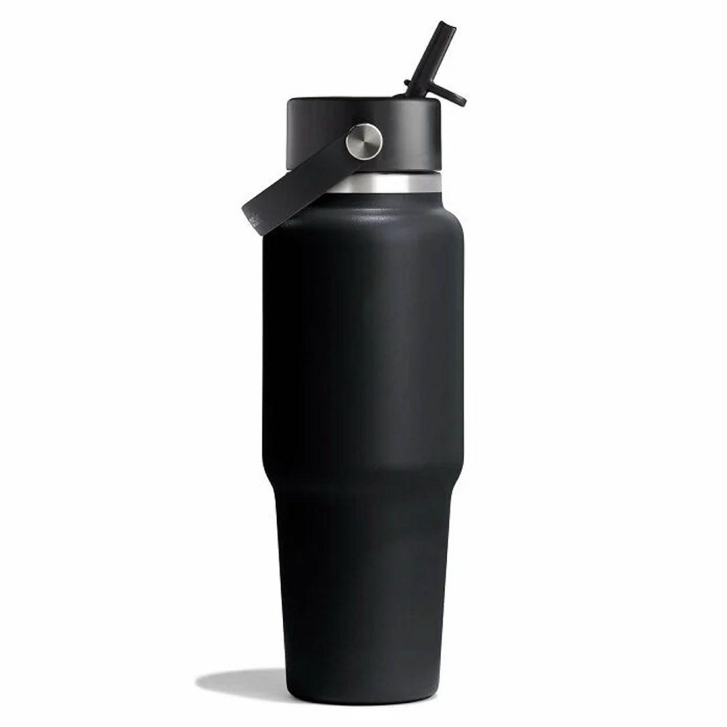 32 oz Wide Mouth Travel Bottle with Flex Straw Cap Black Color