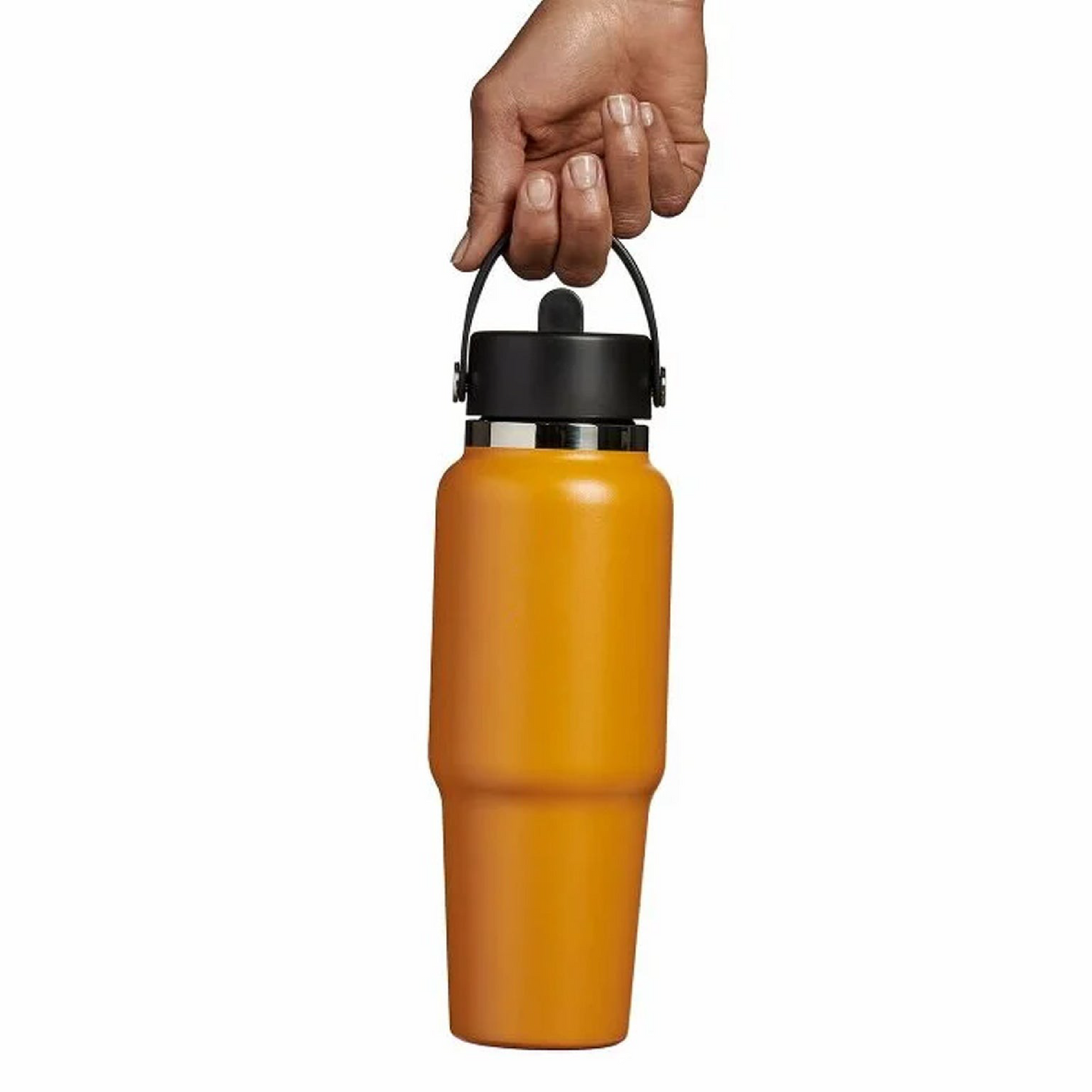32 oz Wide Mouth Travel Bottle with Flex Straw Cap Orange Color