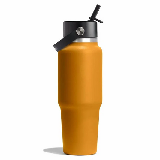 32 oz Wide Mouth Travel Bottle with Flex Straw Cap Orange Color