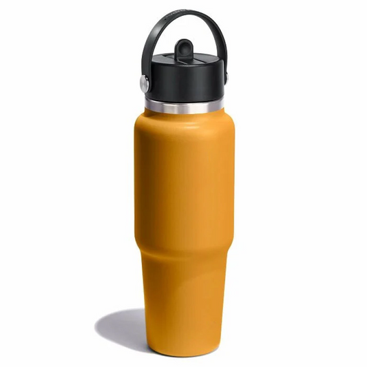 32 oz Wide Mouth Travel Bottle with Flex Straw Cap Orange Color